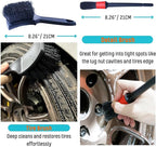 oesee PRO Choice 4 Pack Long Handle Wheel Brush Kit for Cleaning Wheel and Tire- 2X Soft Wheel Cleaning Brush, Detailing Brush and Stiff Tire Brush
