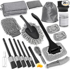 20Pcs Windshield Cleaner Tool - Car Interior Detailing Brush Kit with 200g Cleaning Gel, Microfiber Car Wash Mitt, Dash Duster & 2-Sided Scrubber, All-in-One Inside Car Cleaning Supplies Tool
