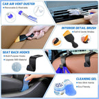 Nilight 52PCS Car Detailing Kit Auto Cleaning Tools Wash Set with Storage Carry Bag Home Use for Interior Exterior Deep Clean Polish Car Care Windshield Dashboard Seat Air Vents Wheels Tires, Blue