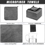 Tallew 40 Pcs Microfiber Towels:16"x16" Microfiber Drying Towels Bulk Micro Fiber Car Cleaning Cloth for Cars Drying Washing Polishing Office Windows Cleaning Household Supplies (Gray)
