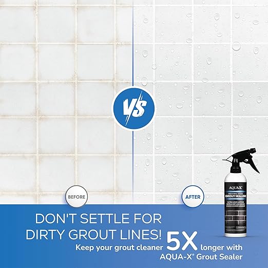 AQUA-X 16 Oz. Grout Sealer, Clear Grout and Tile Sealer, Natural Finish, Professional Grade, Indoor & Outdoor, Fast Dry and Long Lasting Protection