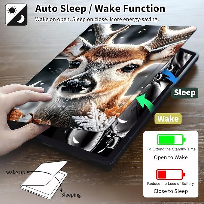 Case for 7" Kindle Paperwhite 12th Generation 2024 & Kindle Colorsoft Signature Edition,Leather Folio Adjustable Stand Cover Auto Wake/Sleep for Kindle Paperwhite 2024,Cute Deer Winter
