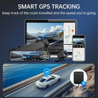 4K Rear View Mirror Camera, 12'' Mirror Dash Cam, 4K/2.5K Backup Camera for Car, WiFi/GPS Dash Cam Front and Rear with 32GB Card, APP, Voice Control, WDR Night Vision, Reverse Assist (Black)