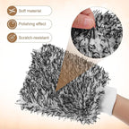 HARFINGTON Chenille Microfiber Car Wash Mitts 9.1" x 6.7" Scratch Free Wash Gloves Absorbent Double Sided Plush Cleaning Drying Mitts for Car Washing Home, Gray
