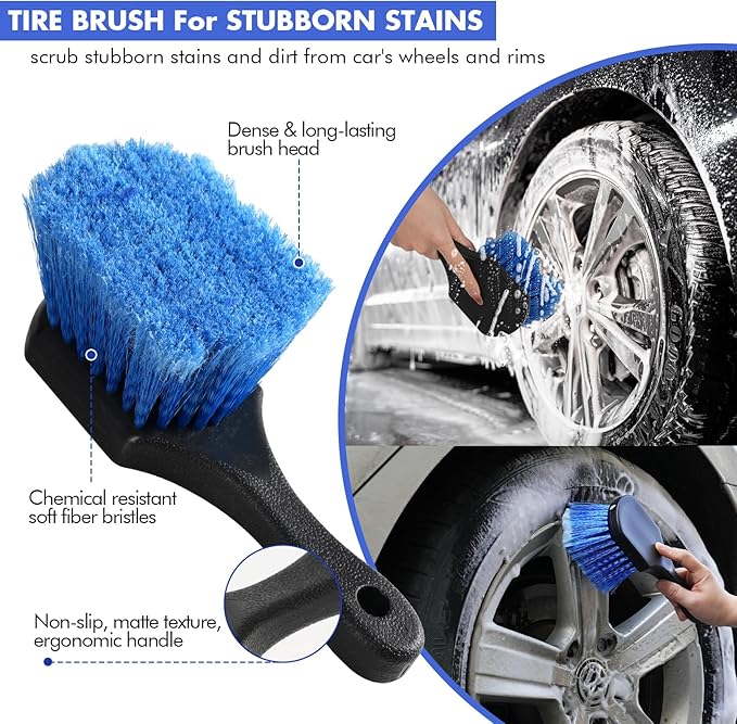 64'' Car Wash Brush with Long Handle, RV Flow-Through Wash Brush with Adjustable Handle, Anti-Scratch Plus Size Soft Car Wash Brush Mop with Hose Attachment Car Wash Kit for SUV RV Truck Boat