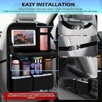 2026 Upgraded Backseat Car Organizer,Multifunctional Back Seat Car Organizer with Cars Tray & Cup Holder,Roadtrip Essentials Foldable Back of Seat Cars Organizers for Most Vehicles