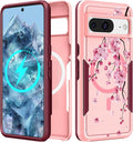 for Google Pixel 8 Case 6.2 Inch - Compatible with MagSafe Women Girls Cute Magnetic Protective Cover Girly Kawaii Flower Blossom Heavy Duty Shockproof Design for Google Pixel 8 Phone Cases