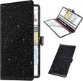 RSAquar Car Registration and Insurance Holder, Vehicle Glove Box Organizer Cool Car Accessories, Auto Truck Document Holder for Cards, Driver License, Black Glitter