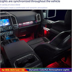 Ambient Light Kit for 13th Gen Ford F-150, 2015-2020 Chrome Interior Inner Door Handle Cover, Door Opening Warning, 256-Color, SYNC 3 Controlled Light Brightness, F150 Truck Accessories Replacement