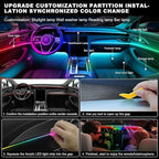 Dreamcolor Acrylic Interior Car LED Strip Light with Wireless APP, RGB 6 in 1 with 175 inches 600 LEDs Fiber Optic Car Ambient Lighting Kits, Sound Active Function LED Strip for Car Accessories