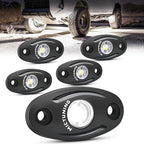 MICTUNING 4 Pods Pure White Rock Lights Kit - IP68 Waterproof, with Wiring Harness - Ultimate Underglow for Car, Truck, ATV, UTV, SUV, Off-Road, Golf Cart & Boat