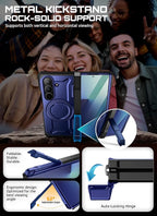SUPCASE for Samsung Galaxy Z Fold 7 Case with Kickstand (UB Grip), [Compatible with MagSafe] [Built-in Tempered Glass Screen Protector] [Hinge Coverage] Military-Grade Protection Phone Case (Azure)