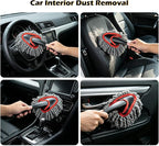 Car Duster Exterior Scratch Free,Microfiber Car Duster with Extendable Handle, with 3PCS Detailing Brush, Exterior Interior Multipurpose for SUV,Truck,RV