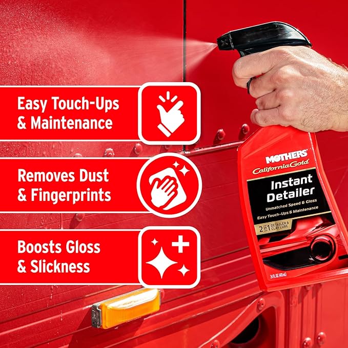 Mothers California Gold Instant Detailer, 24 oz. – Removes Smudges, Dust & Fingerprints, Boosts Gloss & Slickness, Lubrication for Clar Bars, Quick Touch-ups & Maintenance Between Washes (08224)