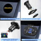 Qidoe 12 Volt USB Outlet 12V Outlet USB Car Port Aluminum 30W PPS PD 3.0 Motorcycle Car Charger Waterproof Dual QC3.0 Socket with Switch 12V/ 24V Vehicle Marine Boat RV Accessories