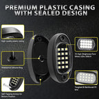 16 Pods Pure White LED Rock Lights with Extension Wires, IP67 Waterproof 6500K Super Bright White Underglow Kit for Semi Truck Sedans Trailer Offroad Pickup RV Underbody Under Car Lighting