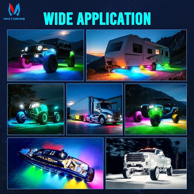 MICTUNING Q1+ MAX 20 Pods Ultra-Bright RGB Rock Lights, Multi-Color Chasing Underglow Lighting, Extensible to 24 Pods, APP Music Sync & DIY Effects, IP68 Waterproof
