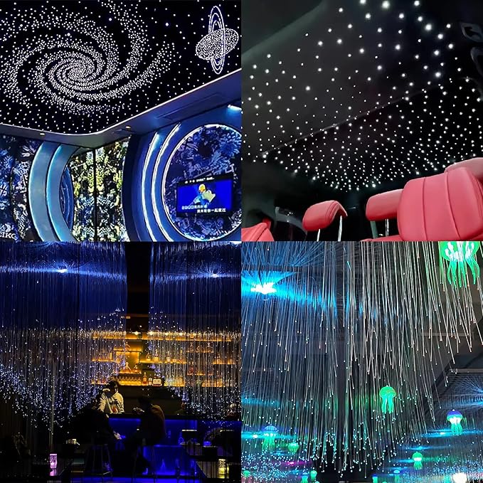 AZIMOM PMMA Plastic 550pcs*0.03in*13.1ft Fiber Optic Cable Strands 0.75mm 4 Meter End Glow Roll Fiber String for Star Sky Roof Ceiling Decoration All Kind LED Light Engine Driver
