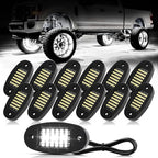 Hovano 12 Pods White Rock Lights 6000K Pure White 36 LEDs SMD Chips Super Bright Neon Underglow Light IP68 Waterproof for Pickup Trucks SUV UTV ATV RZR Car Boats (White)