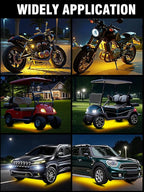 8 Pcs Car Led Light Strip IP67 Waterproof 11" Flexible Led Lights Underglow 12V for Car Motorcycle Boat Golf Cart Interior Exterior Decoration - Amber