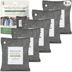 Moso Natural Air Purifying Bag 200g (5 Pack) HGTV Editor's Pick | Premium Bamboo Charcoal Odor Absorber for Home & Car | Closet Odor Eliminator & Car Air Freshener | Long Lasting Charcoal Bags