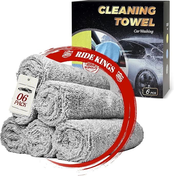 Microfiber Towels Cleaning Car Interior & Exterior,Microfiber Cloths Highly Absorbent,Car Wash Rags Lint Free and Reusable,Fits House,Kitchen,Bathroom,Office,16"x16"|Grey 6-Pack
