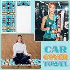 Hahafelt 2 Pack Car Seat Towel Covers Athletic Running Towel Performance Microfiber Post Workout Sweat Washable Cover Non Slip for Seat Outdoor Sport (Navajo Tribal)