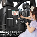 GMQ Backseat Car Organizer with Touch Screen,Protectors Kick Mats Travel Accessories for Kids,Multifunctional Seat Back Organizer Car Travel Organizer Accessories (Black, 2PCS)