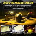 Nicoko 4Pods Pure Yellow 72 LEDs SMD Chips 72w High Power Rock Lights Super Bright Yellow Offroad Car Boat Underglow Lights IP68 Waterproof for Truck SUV UTV ATV RZR