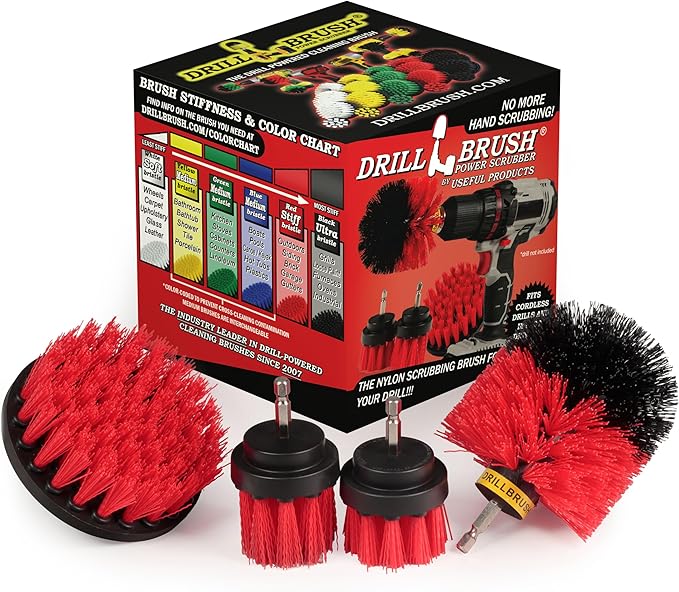 Outdoor Cleaning Supplies - Fountain and Patio Cleaning Brushes - Fire Pit - Scrub Brushes - Concrete Brush - Grout Cleaner - Granite Scrubbing Tool - Headstone Restoration Kit - Garden Statues Brush