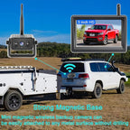 YEOIZO Wireless Backup Camera for Trucks, Solar Magnetic, Portable, No - Drill, No - Wire, 3 Min Easy Install, Night Vision, Rechargeable with 5" HD Monitor Systems for Car, Small RV, Camper, Trailer