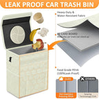 Vankor White Car Trash Can Cute, White Car Accessories for Women Waterproof Automotive Garbage Cans Leak Proof Vehicle Trash Can Diamond Pattern-Beige