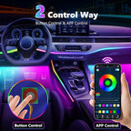 Dreamcolor Acrylic Interior Car Lights, AMKI Car LED Strip Light with Bluetooth APP, Car Ambient Lighting Kit with RGB 6 in 1 and 175 inches 593 LEDs, 16 Million Colors Sound Activated Car Neon Lights