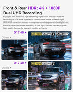 4K/2.5K Dash Cam Front and Rear, Dual Dash Camera for Cars, Included 64GB Card, Built-in Wi-Fi GPS,Car Camera with 3.20" IPS Screen,UHD Night Vision, Loop Recording, WDR, 24H Parking Monitor