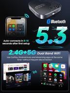 4-in-1 Wireless CarPlay Adapter for Streaming Netflix/YouTube/TikTok/TF Card, 2026 Magic Video AI Box & Android Auto Dongle [Dual Band WiFi, Autolink Pro] Plug & Play, Fits for OEM Wired Car Play Car