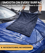 EVEO Car Drying Towel - (1300 GSM) XL Drying Towels Car Detailing - Car Microfiber Towel (36"x24") Microfiber Drying Towels for Cars Towels Drying, Car Wash Towels, Ultra Absorbent - Grey & Blue