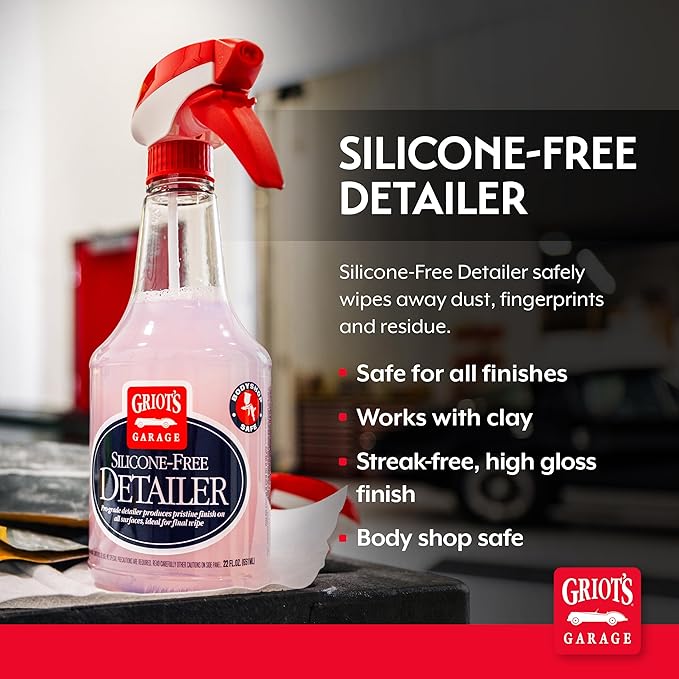 Griot's Garage Silicone-Free Detailer, Car Exterior Cleaner, Lubricated, Body-Shop Safe Auto Detail Spray for All Paint Finishes, 22oz, 10928