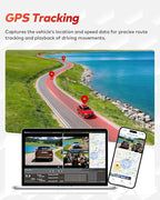 4K+4K+1080P 3 Channel Dash Cam Front and Rear with Cabin, Free 128GB Card Included, 5.8GHz WIFI6 - up to 20MB/s, IR Night Vision, Built-in GPS, G-Sensor, 24H Parking Mode, Support 512GB Max