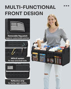 HOTOR Tactical Car Trunk Organizer - Foldable Trunk Organizer for SUV with Front MOLLE Pocket & Reflective Strips, Essential Car Accessories for Tools & Outdoor Storage, 12.8" x 21.7" x 11.0", Black