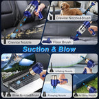 Mini Vacuum Cleaner, 15000PA Car Vacuum Cleaner Portable Cordless with LED Light, 4 in 1 Air Duster and Handheld Small Vacuum Rechargeable for Car, Home, Office, Pet（Blue）