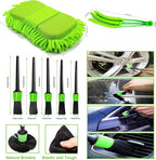 Car Detailing Kit-Car Wash Kit-Detailing Brush Set- Cleaning Kits with Windshield Cleaner and Wash Sponge-Car Interior Cleaning Kit-Car Cleaning Supplies for Windows, Dashboard, Air Vents (green)