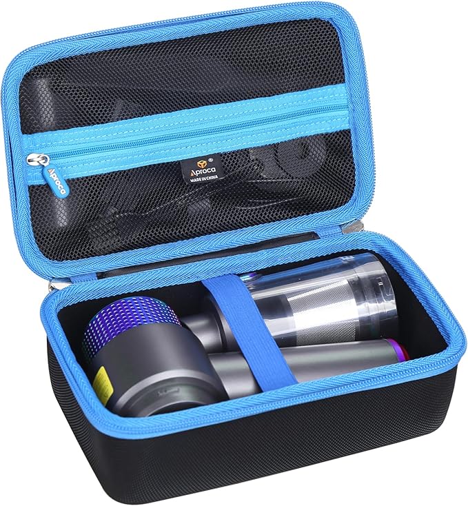 Aproca Case Compatible with EYYA Handheld Cordless Car Vacuum Cleaner, Portable Storage Hard Bag for Accessories - Black with Blue Zipper (Case Only)