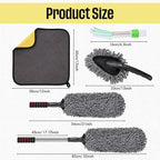 Lounsweer 4 Pcs Large Car Duster Set Microfiber Dust Cleaning Sets with Extendable Handle Exterior Duster Dashboard Detailing Brush Interior Exterior Cleaning Sets for Auto Truck Boat