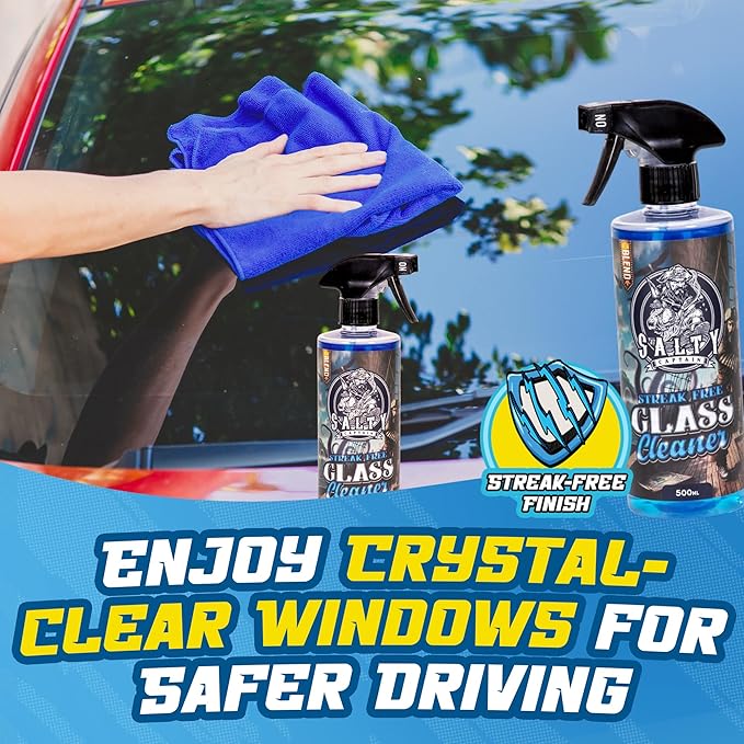 Salty Captain Ultimate 15-Piece Car Cleaning Kit – Car Wash Kit with 15L Bucket, Hand Mitt Towels, Brushes & 4x Cleaning Fluids – 2-in-1 Foam & Flush Gun compatible with Garden Hose – Premium Quality