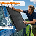 KZKR 2 Pack Car Drying Towel, Dual Sided Microfiber Cleaning Towels (24x35+16x16), 1300GSM Ultra Absorbent, Streak Free, No Scratch, Machine Washable
