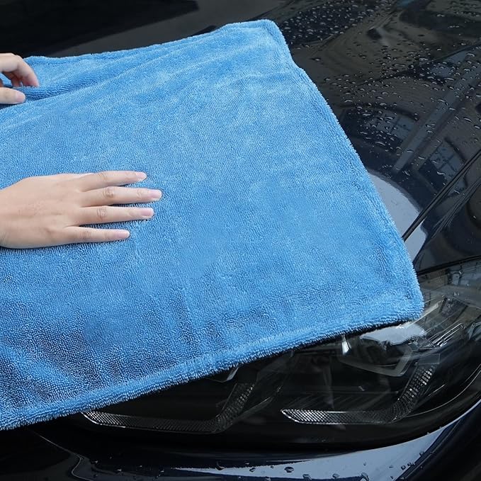 LIVOS 2 Pack Car Drying Towel, Premium Microfiber Towels for Cars, 1000GSM, Edgeless Twisted Loop Design, No Streaks, Scratches, or Water Spot, Absorbent Wash Towel, 18" x 24" (Blue&Grey)