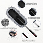2 PCS Microfiber Car Duster, Scratch Free Auto Exterior Interior Large Dusting Cleaning Brush, Multipurpose Vehicle Dust Cleaner with Extendable Handle, Car Accessories (Gray)