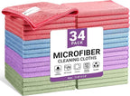 SIFANGKE Microfiber Cleaning Cloth, 34 Pack Assorted Color Cleaning Rags for Housekeeping, Colorful Reusable Microfiber Towels for Car, Kitchen, Bathroom and Household Cleaning Supplies, 11.8"X11.8"
