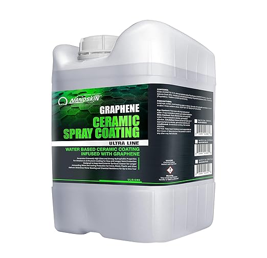 Nanoskin Graphene Ceramic Spray Coating 5 Gallons – Water Based Super Hydrophobic Spray Substitutes Car Waxes, Paint Sealant, Top Coat Polymer | Apply After Car Wash, Clay Bar, Car Polisher Buffer