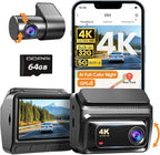 DDPAI 4K Dash Cam Front and Rear,Built-in 32G eMMC Dual Dash Car Camera,64GB Card Included Dashcam,Night Vision Dash Camera,5GHz WiFi,7 Days Parking Mode,GPS,3" IPS,ADAS,WDR,Support 512GB,Z60